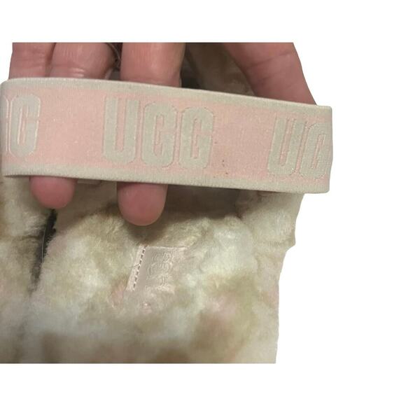UGG Fluff Yeah Slide Slipper Panther Print Platform Cream Pink Back Strap Size 9 - Picture 6 of 13